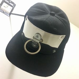 Black Hat with Metallic Plate/Ring Detail